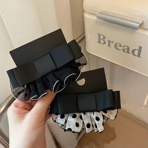 Haarklammern-Set mit gepunkteten Netzschleifen in Schwarz und Weiß