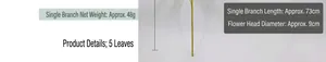 Dimensioni dettagliate del crisantemo finto con stelo da 73cm e testa del fiore da 9cm