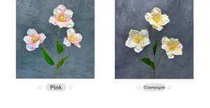 Detailansicht der 3-köpfigen künstlichen Tulpen in Rosa und Champagner für Deko