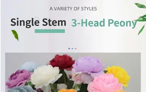 Dettaglio di ranuncoli artificiali a 3 teste in seta disponibili in vari colori vivaci