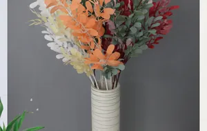 Foglie di arachidi e rami di salice artificiali in vari colori con vaso di ceramica