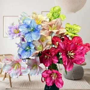 Realistische Künstliche Tulpe Mit Drei Köpfen Seidenartiges Gewebe 3D-Gedruckte Blumenstiel Für Hochzeit Haus Party Deko Foto Requisiten