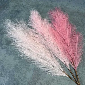 Set de 4 tallos de hierba de pampa artificial blanca y rosa para boda y decoración
