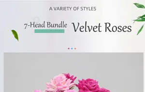 Detail showing high-quality velvet fabric and 7-head bundle design of pink artificial roses