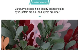 Details von künstlichen Erdnussblättern aus hochwertiger Seide in verschiedenen Farben