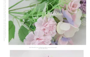 Close-up of artificial rose and hydrangea bouquet with pink and white silk petals