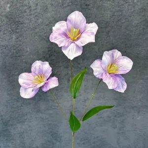 Künstliche 3-köpfige lila Tulpe für Hochzeitsdeko mit 12cm Blüte und 80cm langem Stiel