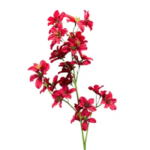 Bouquet de lys artificiels rouges avec tiges vertes pour décoration de mariage et maison
