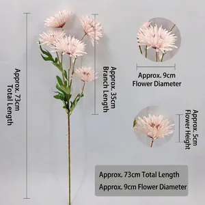 Crisantemo artificiale rosa da 73cm con 5 teste per decorazioni nuziali e foto