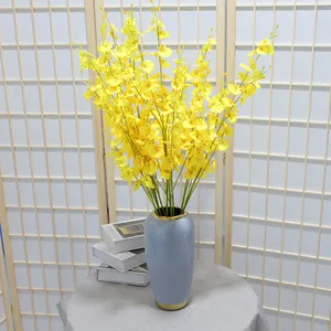 Artificial Dancing Orchid Satin Flower Bouquet For Home Wedding Decoration Living Room Dining Table Aesthetic Plant