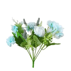 Artificial bouquet with light blue and white roses for wedding centerpieces and home decor