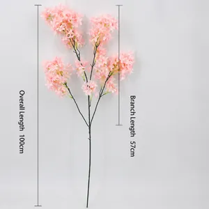 Künstlicher rosa Kirschblütenzweig 100 cm Gesamtlänge für Hochzeit und Heimdekoration