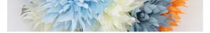 Detailed macro view of multi-colored silk chrysanthemum petals for home decoration