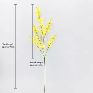 Ramo di orchidea artificiale gialla da 92cm per decorazioni eleganti di nozze e casa