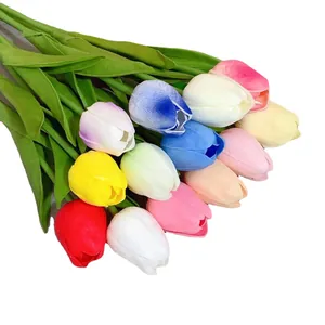 Ramo de Tulipanes Artificiales de PU de Tacto Real para Decoración de Bodas en el Hogar Flores Artificiales Naturales