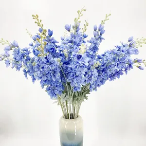 Artificial Delphinium Flower 2-Fork Silk Cloth Fake Flowers Long Stem For Home Wedding Party Decoration Photography Props