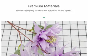 Close-up of violet artificial silk chrysanthemum with multi-layered petals and soft texture