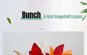 Detail von künstlichen 4-Zweig-Pomeloblättern in Herbstfarben für die Heimdekoration