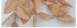 Detailed macro view of retro brown artificial pomelo leaves with realistic leaf veins