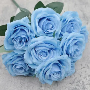 Bouquet di Rose Artificiali in Satin Fiori Finti per Matrimonio Casa Tavola Decorazione Romantica Composizione Floreale Regalo San Valentino