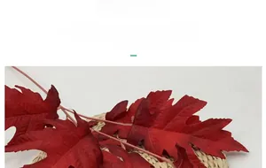 Detailed view of artificial red oak leaves with realistic silk texture and vein patterns