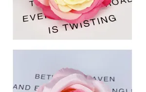 Dettaglio macro di teste di rose artificiali in seta con trama realistica dei petali
