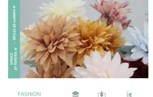 Detailed view of high-quality silk artificial dahlia bouquet in various vibrant colors