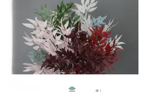 Close-up of artificial willow leaf branches in various colors for floral decoration