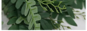 Macro shot of artificial locust leaves showing realistic textures and green veins