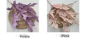Detail of faux oak leaves in purple and pink showing realistic serrated edge textures