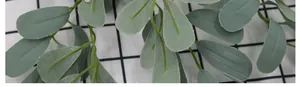 Close-up of artificial peanut leaves showing natural gray-green texture and leaf veins