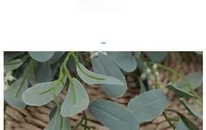 Close-up of artificial peanut leaves with natural gray-green texture for home decor