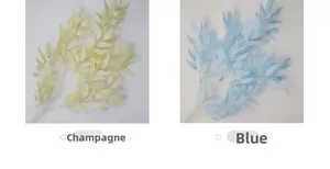 Confronto dettagliato di rami di salice artificiale nei colori champagne e blu