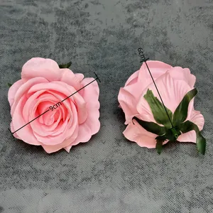 Testa di rosa finta rosa diametro 9cm in seta per decorazioni nuziali e casa