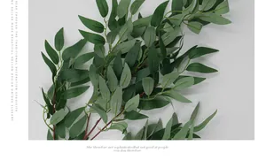 Macro detail of long artificial willow leaves with realistic green texture and shading