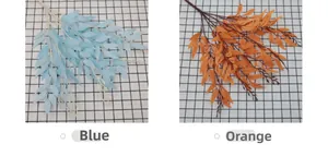 Detailed comparison of blue and orange artificial willow leaves for floral arrangements