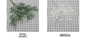 Detailed comparison of gray-green and white artificial willow leaves for decoration