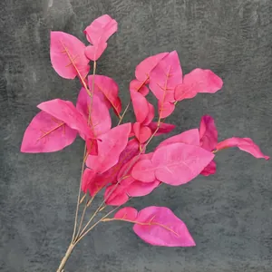 Artificial sawtooth oak leaves in vibrant fuchsia for home and wedding decor