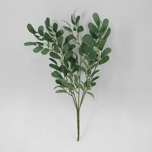 Artificial peanut leaves and jujube leaf bunch with small white berries for home decor