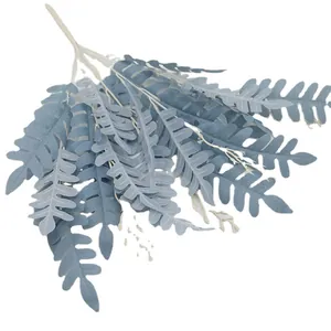 Artificial grey-blue locust leaves bundle with pinnate split for floral arrangements