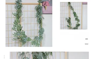 Detail of artificial willow leaves vine for home decor showing lush green foliage