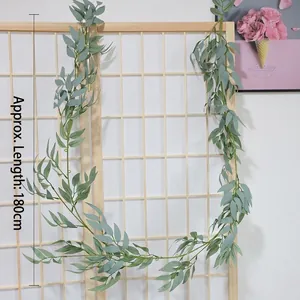 Artificial grey-green willow leaf vine garland 180cm for home and wedding decor