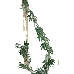 Lifelike artificial green vine garland with long willow leaves for home wall decoration