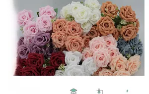 Detailed close-up of artificial silk Austin roses in various vibrant colors for wedding decor