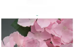 Close-up of artificial pink hydrangea petals made of premium layered silk fabric