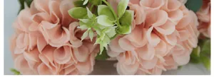 Close-up of pink silk hydrangea petals with realistic texture for home wedding decor