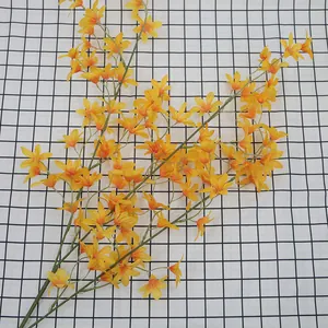 Vibrant yellow artificial Dancing Lady Orchids with realistic petals for floral decoration