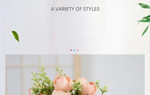 Detail showing artificial mini tea rose bouquet in soft pink-orange gradient tones