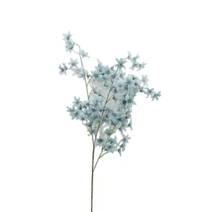 Single stem light blue artificial orchid flower for home decor and wedding arrangement