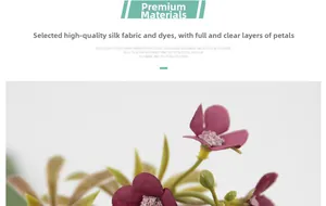 Close-up of artificial purple hydrangea silk petals and textured green leaves